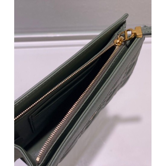 Replica Christian Dior Caro Zipped Pouch Green