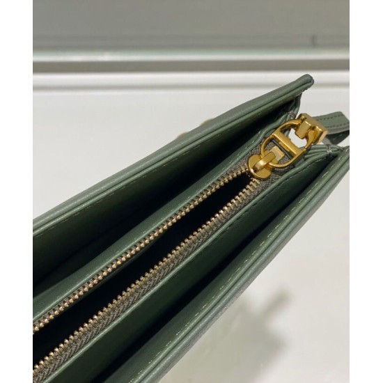 Replica Christian Dior Caro Zipped Pouch Green