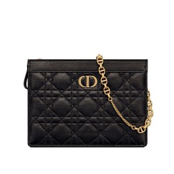 Fake Christian Dior Caro Zipped Pouch Black Replica