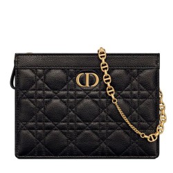 Fake Christian Dior Caro Zipped Pouch Black Replica