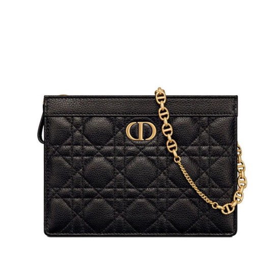 Fake Christian Dior Caro Zipped Pouch Black Replica