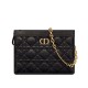 Fake Christian Dior Caro Zipped Pouch Black Replica