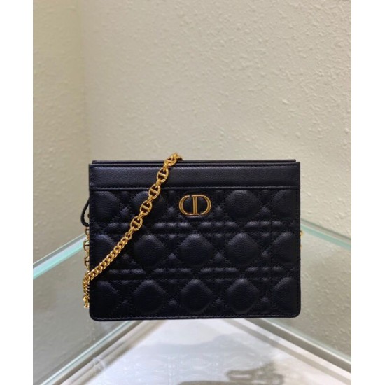 Fake Christian Dior Caro Zipped Pouch Black Replica