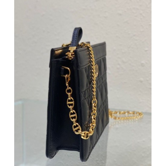 Fake Christian Dior Caro Zipped Pouch Black Replica