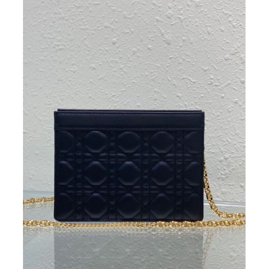 Fake Christian Dior Caro Zipped Pouch Black Replica