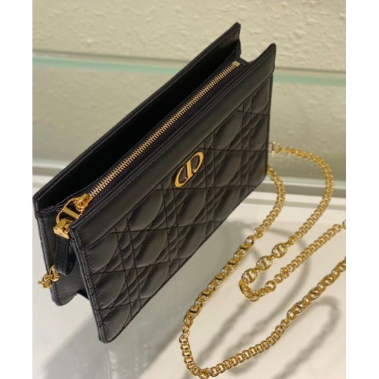 Fake Christian Dior Caro Zipped Pouch Black Replica
