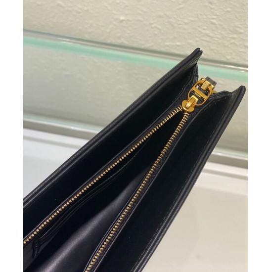 Fake Christian Dior Caro Zipped Pouch Black Replica