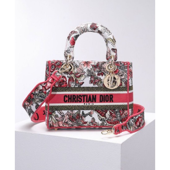 Replica Christian Dior Medium Lady D-Lite Bag Peachblow