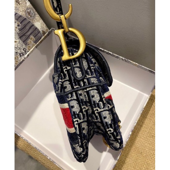 Fake Christian Dior Saddle Bag Dark Blue Replica