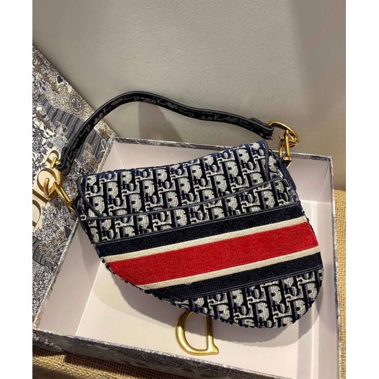 Fake Christian Dior Saddle Bag Dark Blue Replica