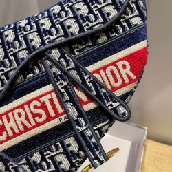 Fake Christian Dior Saddle Bag Dark Blue Replica