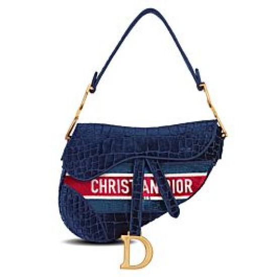 Replica Christian Dior Saddle Bag Dark Blue