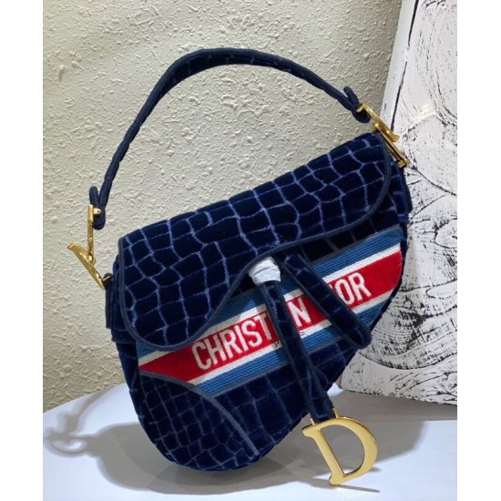 Replica Christian Dior Saddle Bag Dark Blue