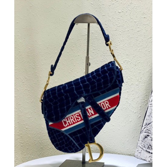 Replica Christian Dior Saddle Bag Dark Blue