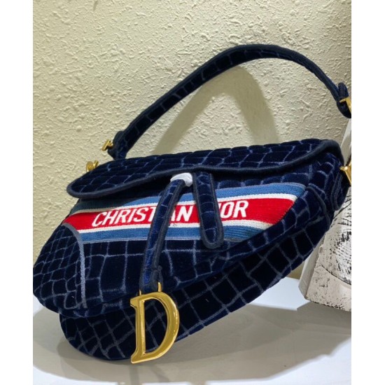 Replica Christian Dior Saddle Bag Dark Blue