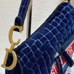 Replica Christian Dior Saddle Bag Dark Blue
