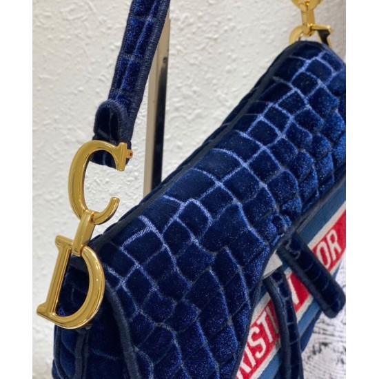 Replica Christian Dior Saddle Bag Dark Blue