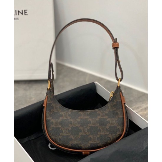 Replica Celine Mini Ava In Triomphe Canvas And Calfskin Brown