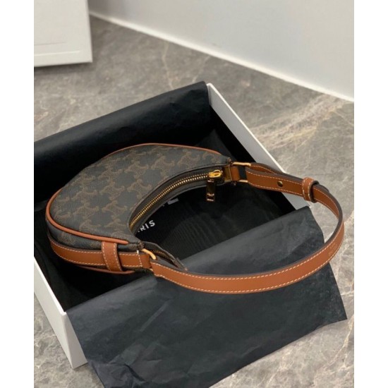 Replica Celine Mini Ava In Triomphe Canvas And Calfskin Brown