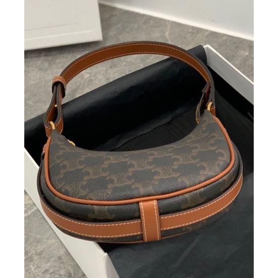 Replica Celine Mini Ava In Triomphe Canvas And Calfskin Brown