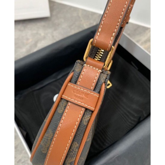 Replica Celine Mini Ava In Triomphe Canvas And Calfskin Brown