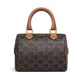 Fake Celine Small Boston In Triomphe Canvas Coffee Replica