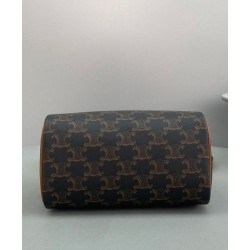 Replica Celine Small Boston In Triomphe Canvas Coffee Fake Celine Small Boston In Triomphe Canvas Coffee Replica