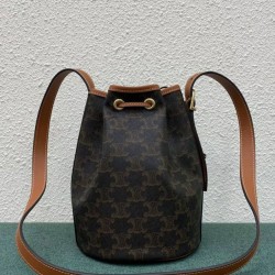 Replica Celine Small Drawstring Bag In Triomphe Canvas Coffee Fake Celine Small Drawstring Bag In Triomphe Canvas Coffee Replica