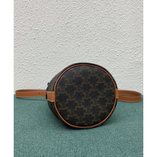 Fake Celine Small Drawstring Bag In Triomphe Canvas Coffee Replica