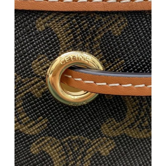 Fake Celine Small Drawstring Bag In Triomphe Canvas Coffee Replica