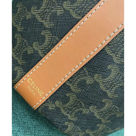 Fake Celine Small Drawstring Bag In Triomphe Canvas Coffee Replica