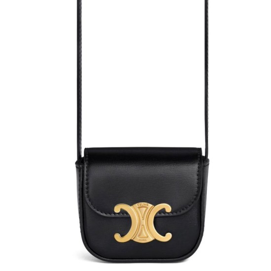 Replica Celine Mini Triomphe In Shiny Calfskin Black