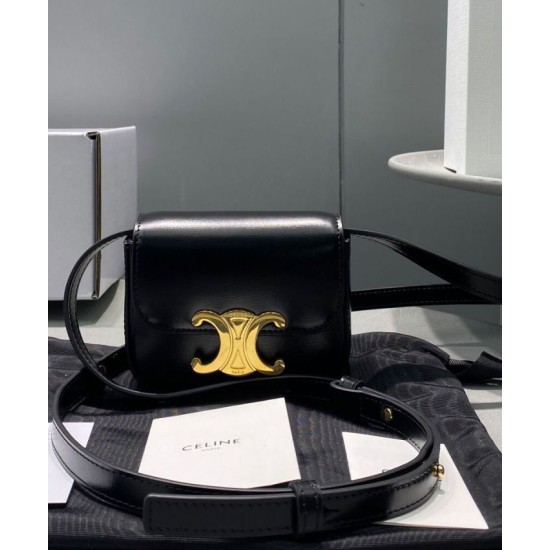 Replica Celine Mini Triomphe In Shiny Calfskin Black