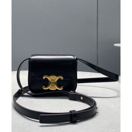 Replica Celine Mini Triomphe In Shiny Calfskin Black