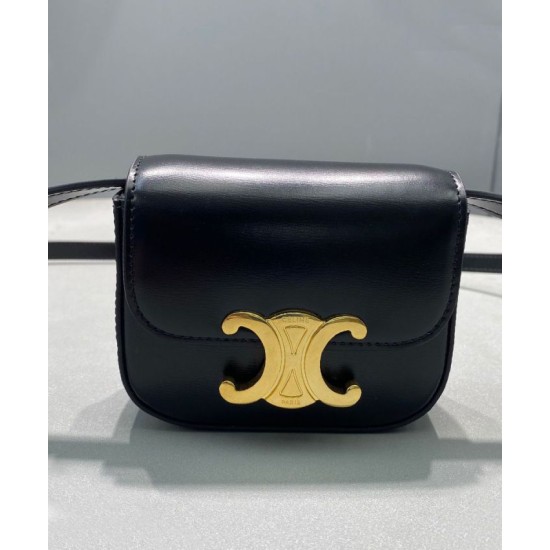 Replica Celine Mini Triomphe In Shiny Calfskin Black