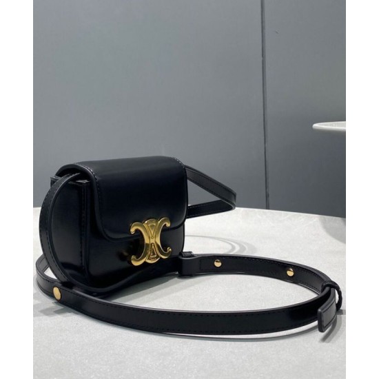 Replica Celine Mini Triomphe In Shiny Calfskin Black