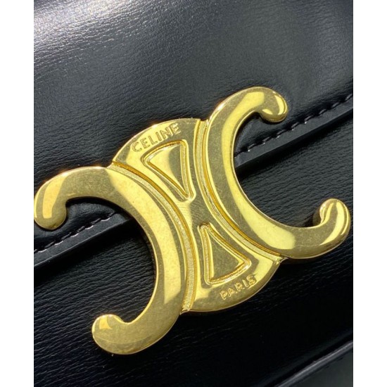 Replica Celine Mini Triomphe In Shiny Calfskin Black