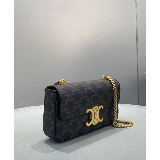 Replica Celine Chain Shoulder Bag Triomphe In Triomphe Canvas Coffee