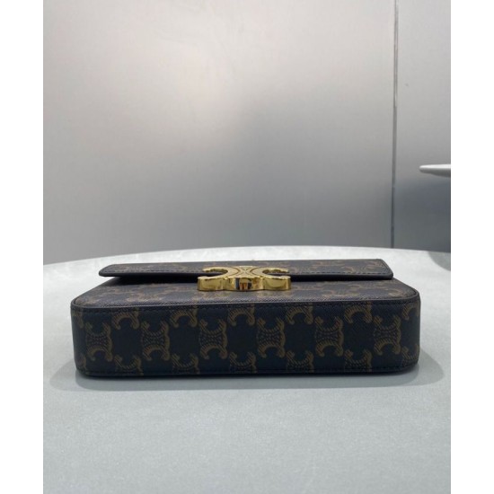 Replica Celine Chain Shoulder Bag Triomphe In Triomphe Canvas Coffee