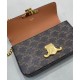 Replica Celine Chain Shoulder Bag Triomphe In Triomphe Canvas Coffee