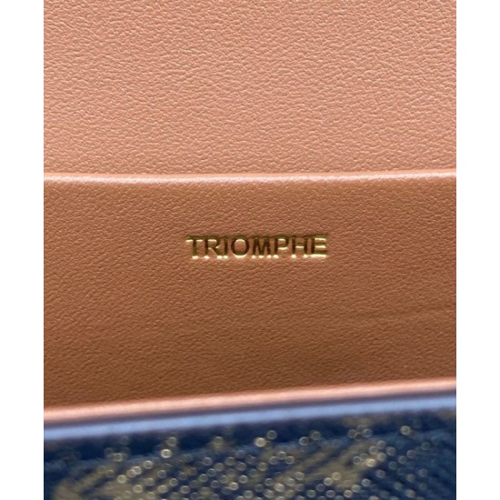 Replica Celine Chain Shoulder Bag Triomphe In Triomphe Canvas Coffee