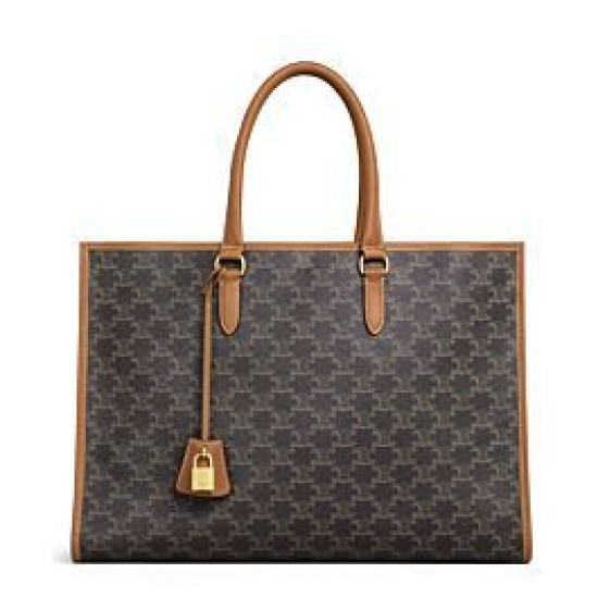 Replica Celine Horizontal Cabas In Triomphe Canvas And Calfskin Coffee