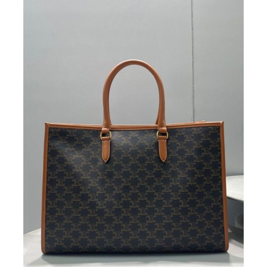 Replica Celine Horizontal Cabas In Triomphe Canvas And Calfskin Coffee