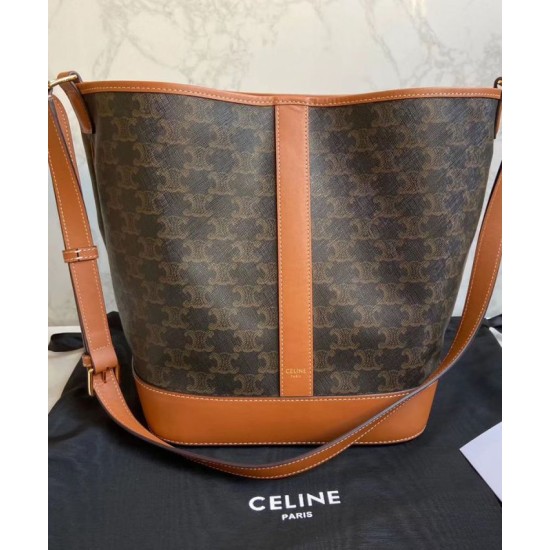 Fake Celine Medium Bucket Brown Replica