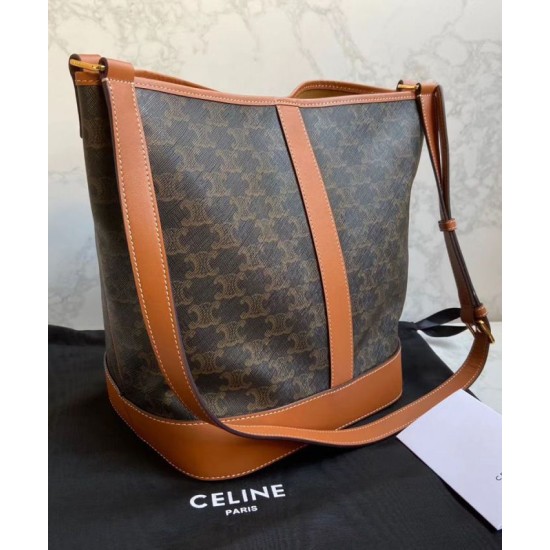 Fake Celine Medium Bucket Brown Replica