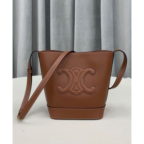 Fake Celine Small Bucket Cuir Triomphe Coffee Replica
