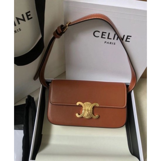 Fake Celine Triomphe Shoulder Bag 194143 Coffee Replica