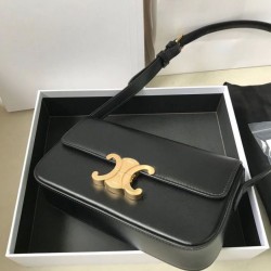 Replica Celine Triomphe Shoulder Bag 194143 Black Replica Celine Triomphe Shoulder Bag 194143 Black
