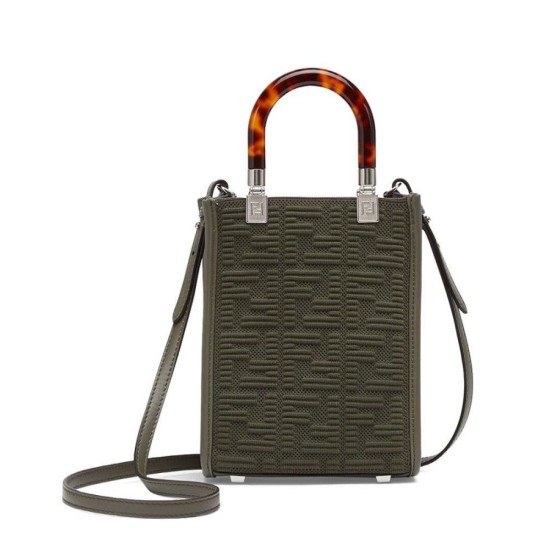 Fake Mini Sunshine Shopper FF Fabric Mini Bag 8BS051 Green Replica