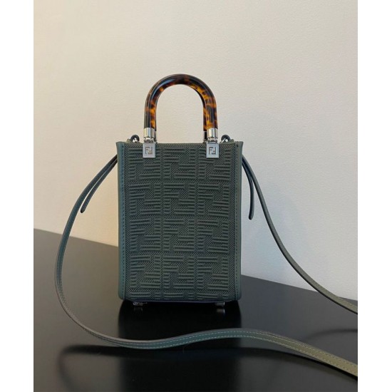 Fake Mini Sunshine Shopper FF Fabric Mini Bag 8BS051 Green Replica